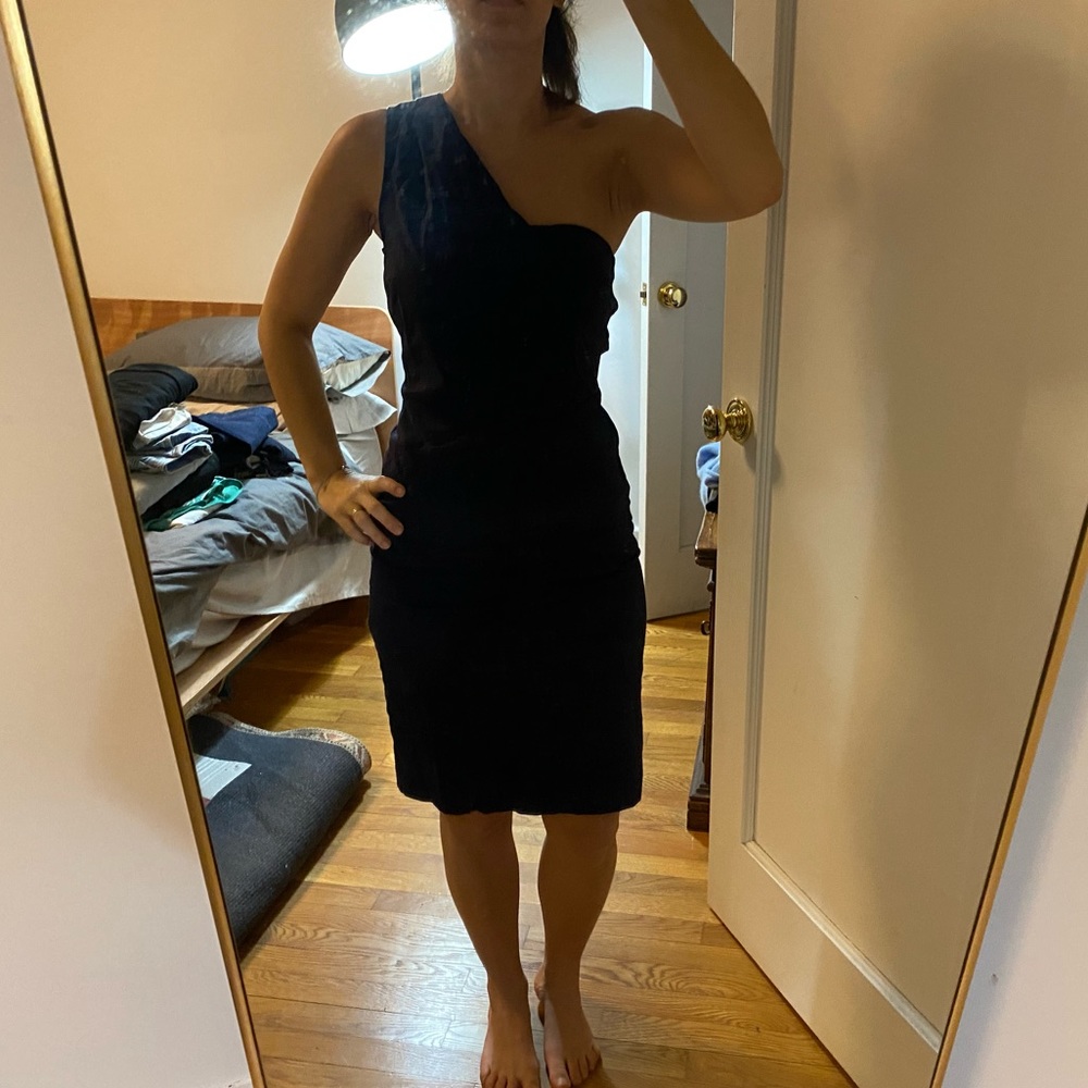 Navy Kokai one shoulder dress - good condition - S/36